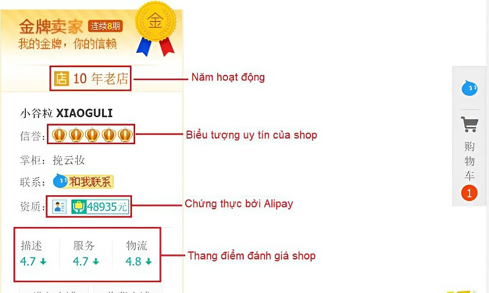 Lựa chọn nhà cung cấp trên Taobao