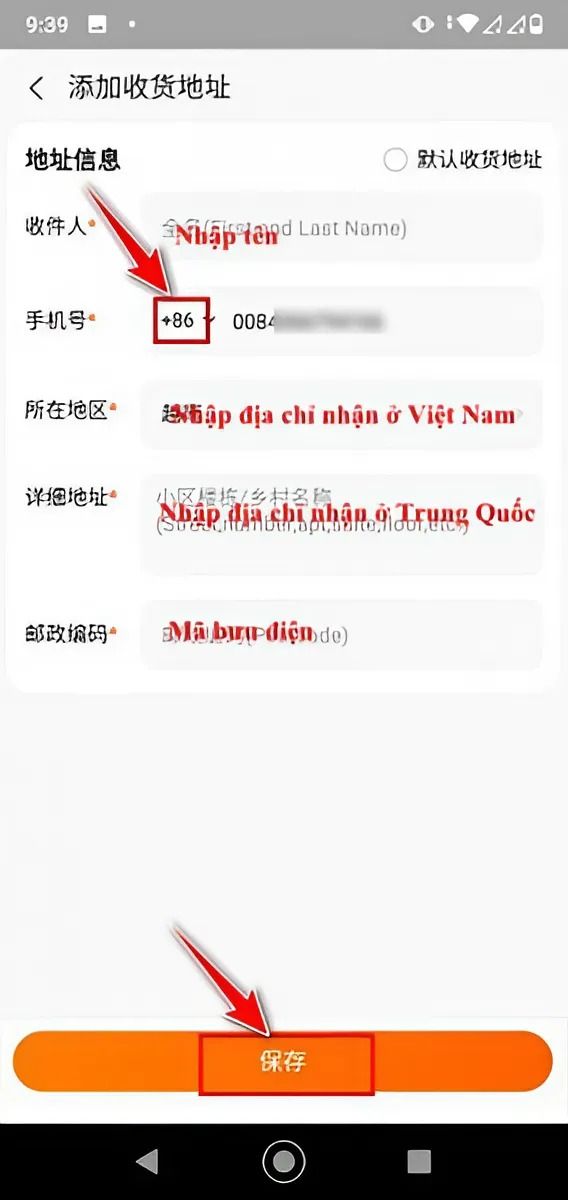 Tiếp theo nhập địa chỉ nhận hàng ở Trung Quốc