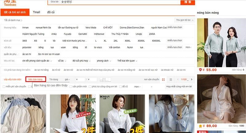 Tìm kiếm sản phẩm Taobao theo tên sản phẩm